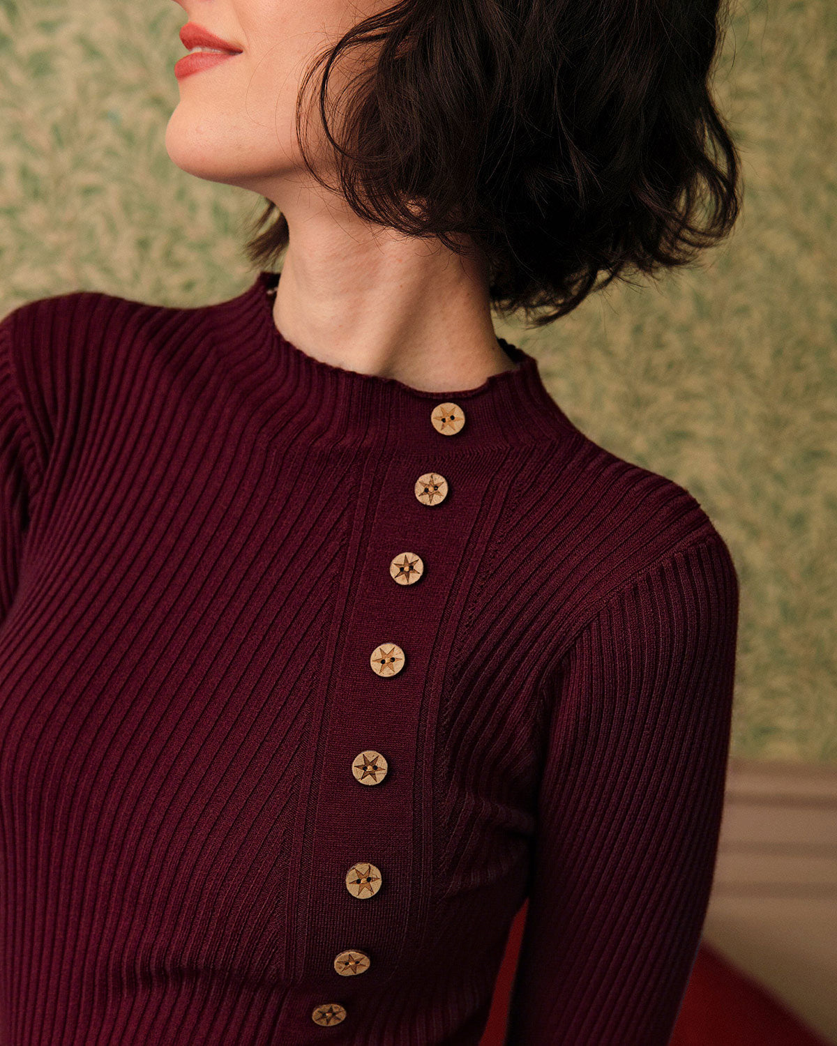 Tessa | Mock Neck Ribbed Knit Top