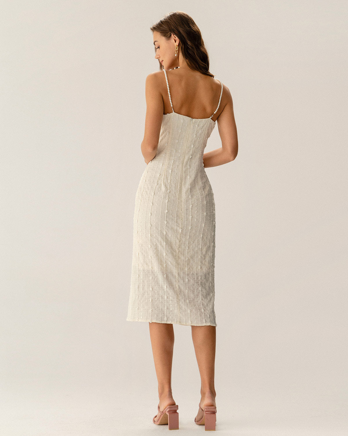 Anouk | Beaded Textured Slip Midi Dress