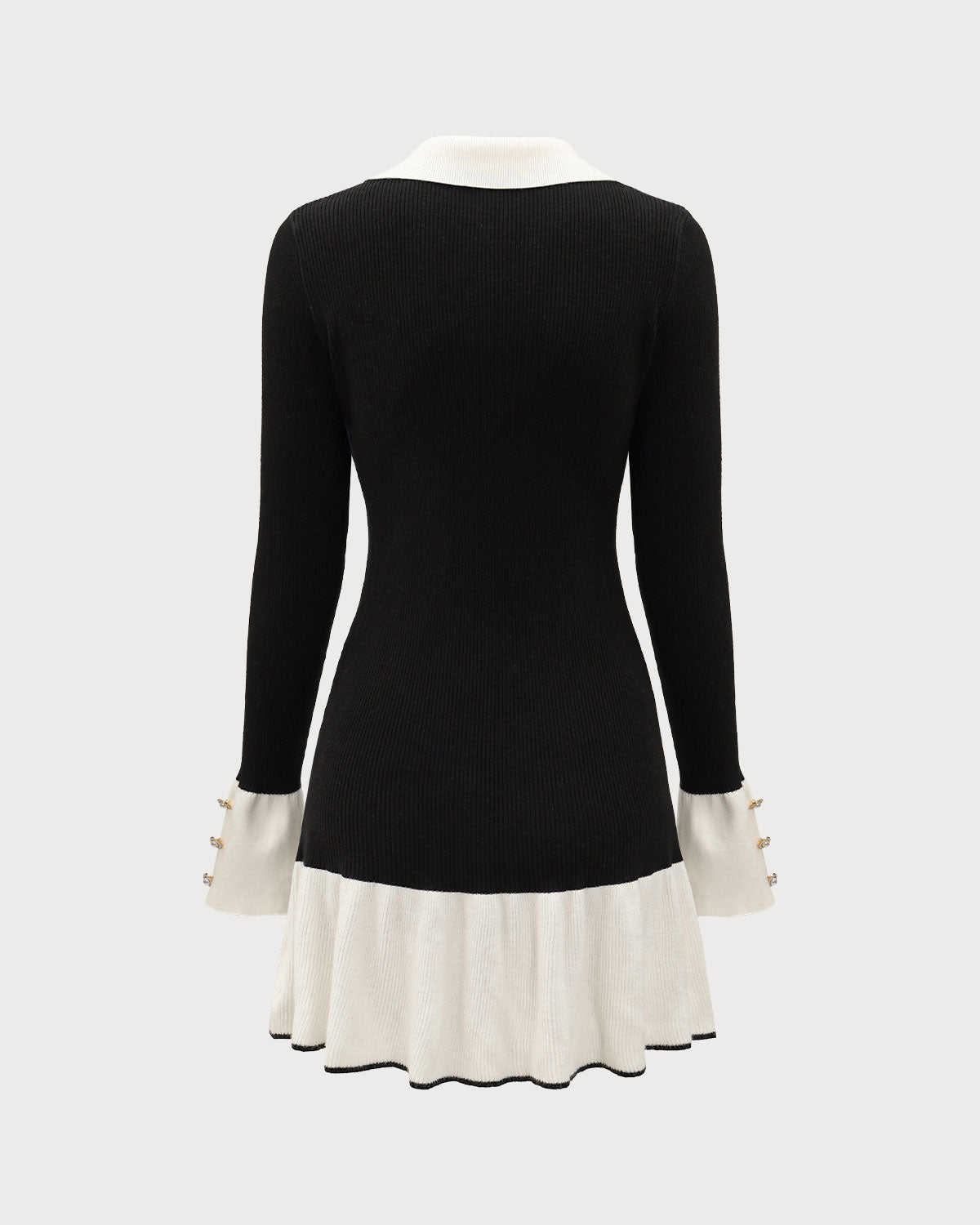 Ivy | Contrast Bell Sleeve Knit Midi Dress