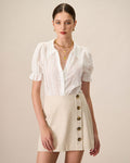 Nadia | Collared Lace Embroidery Cotton Blouse
