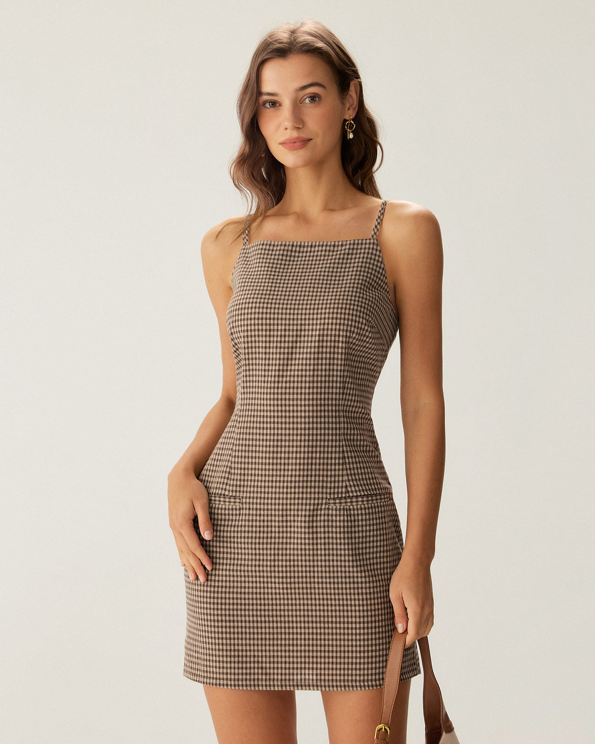 Leona | Gingham Spaghetti Strap Mini Dress