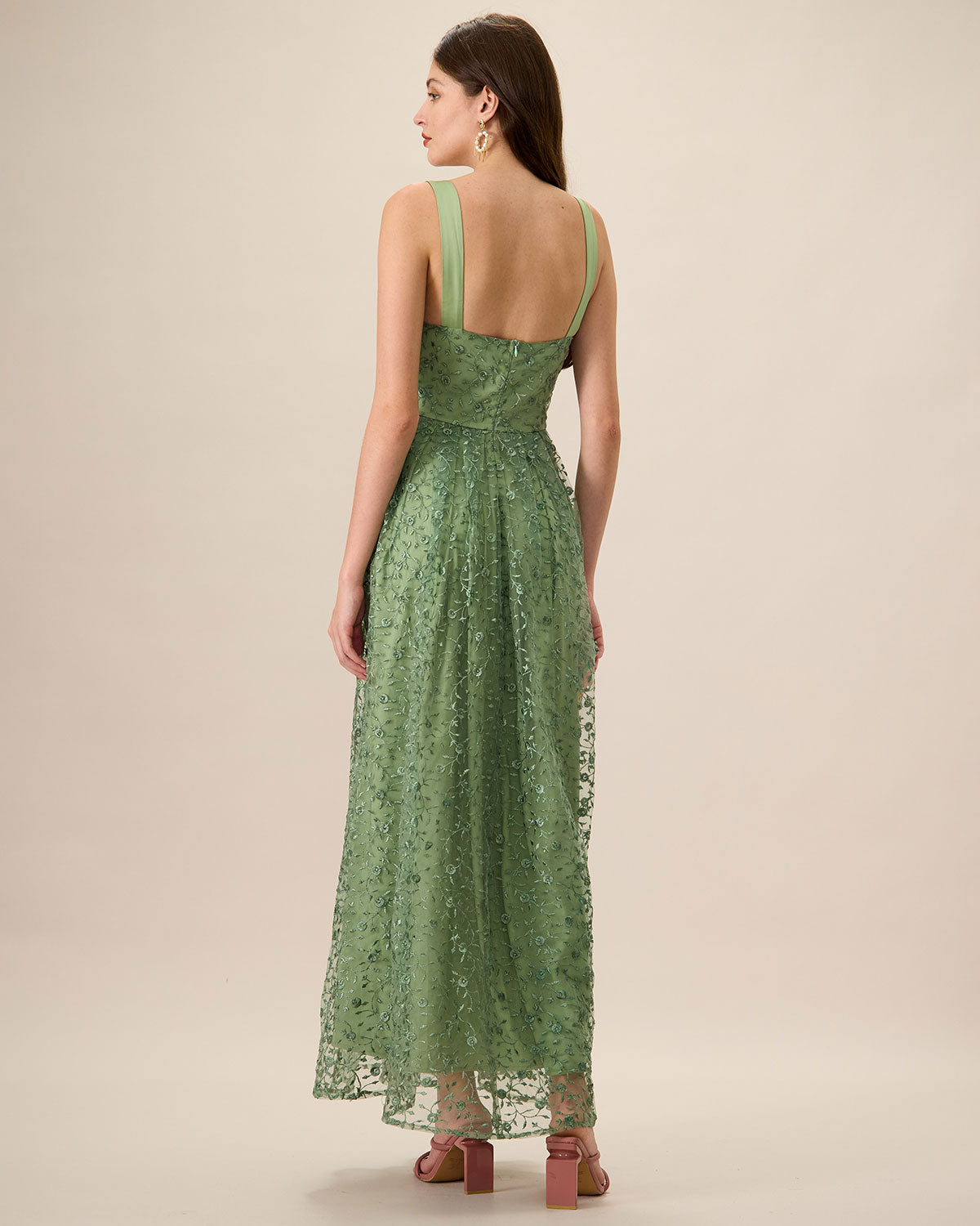 Fenna | Embroidery Mesh Slip Maxi Dress