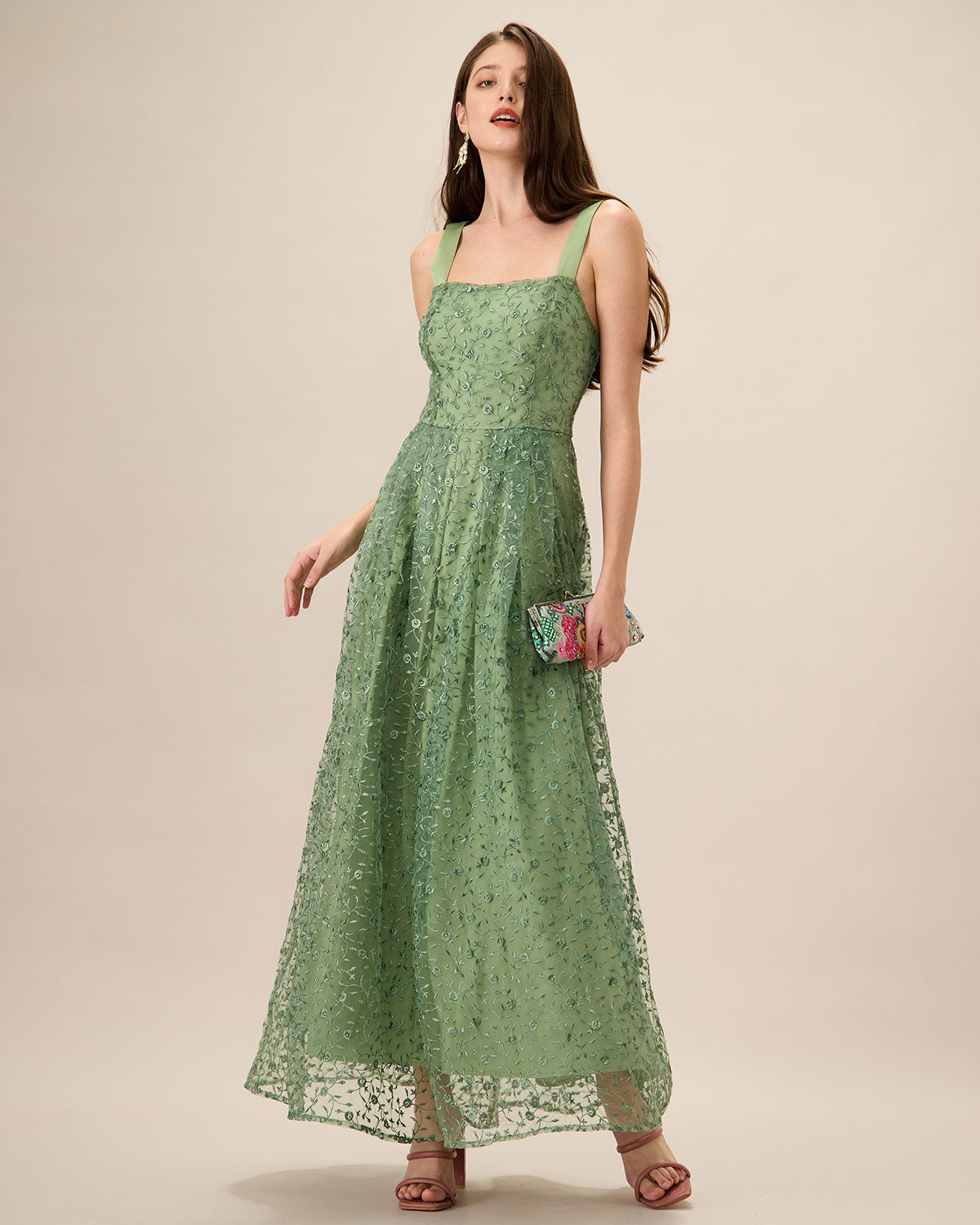 Fenna | Embroidery Mesh Slip Maxi Dress
