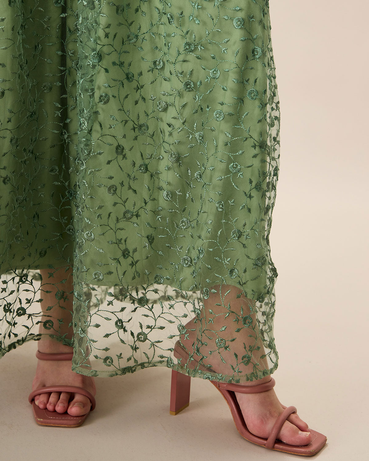 Fenna | Embroidery Mesh Slip Maxi Dress