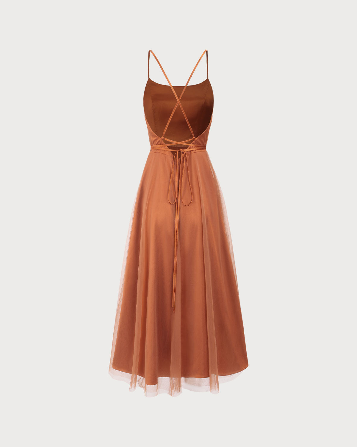 Selene | Spaghetti Strap Flowy Mesh Midi Dress