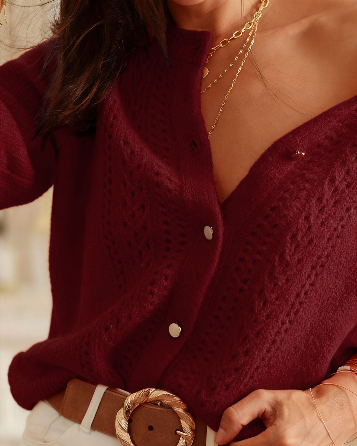 Zara | Round Neck Casual Knit Cardigan
