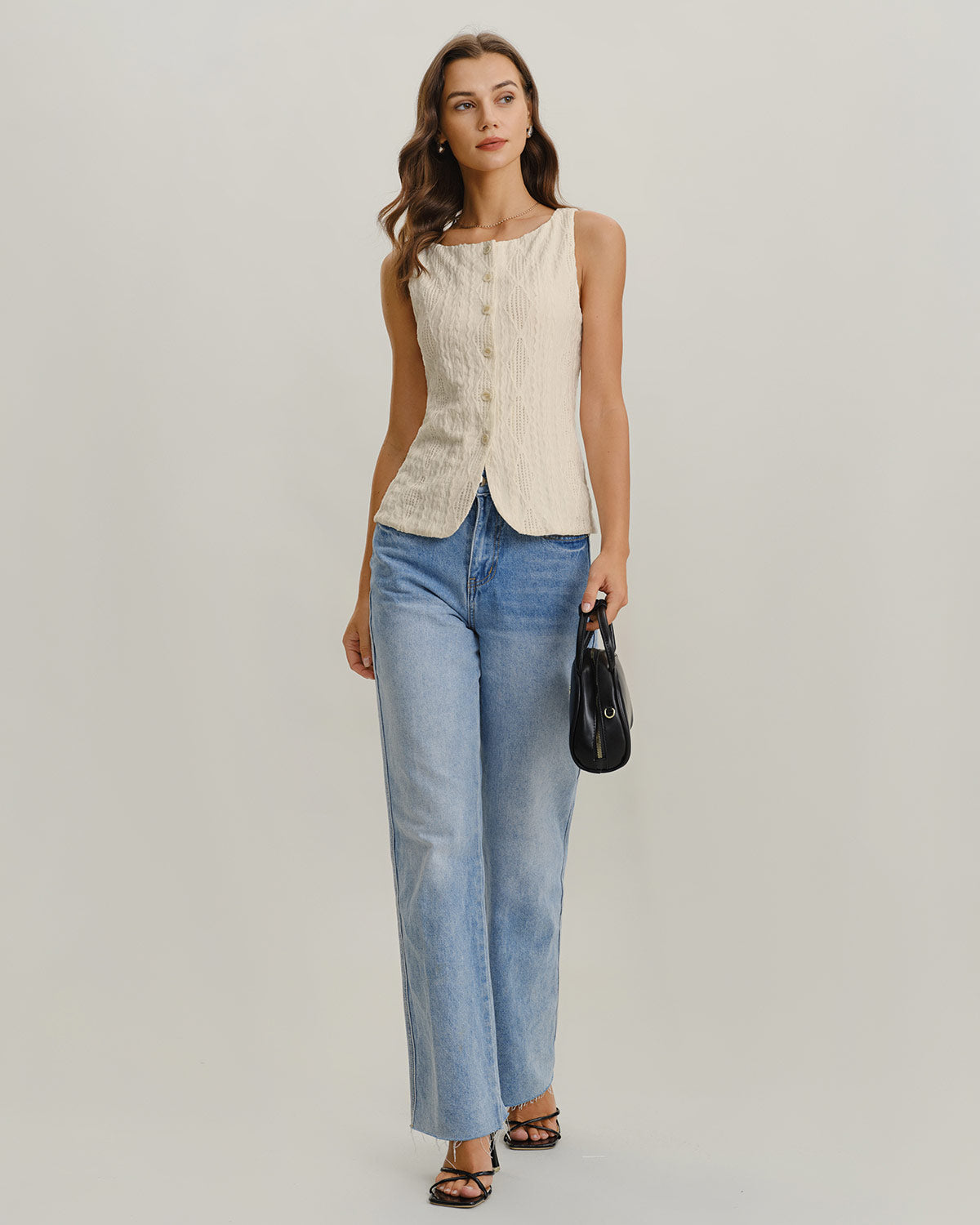 Esme | Boat Neck Button Tank Top