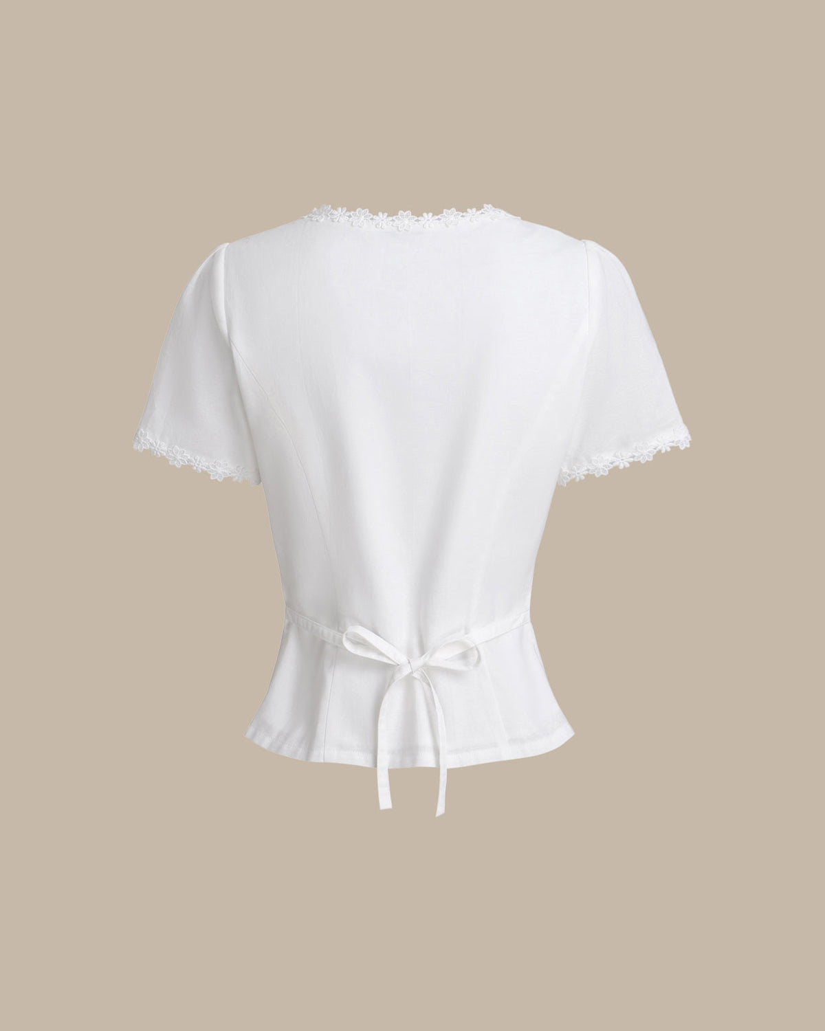 Oria | Square Neck Button-Front Lace Blouse