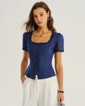 Ivy | Square Neck Button-Front Blouse