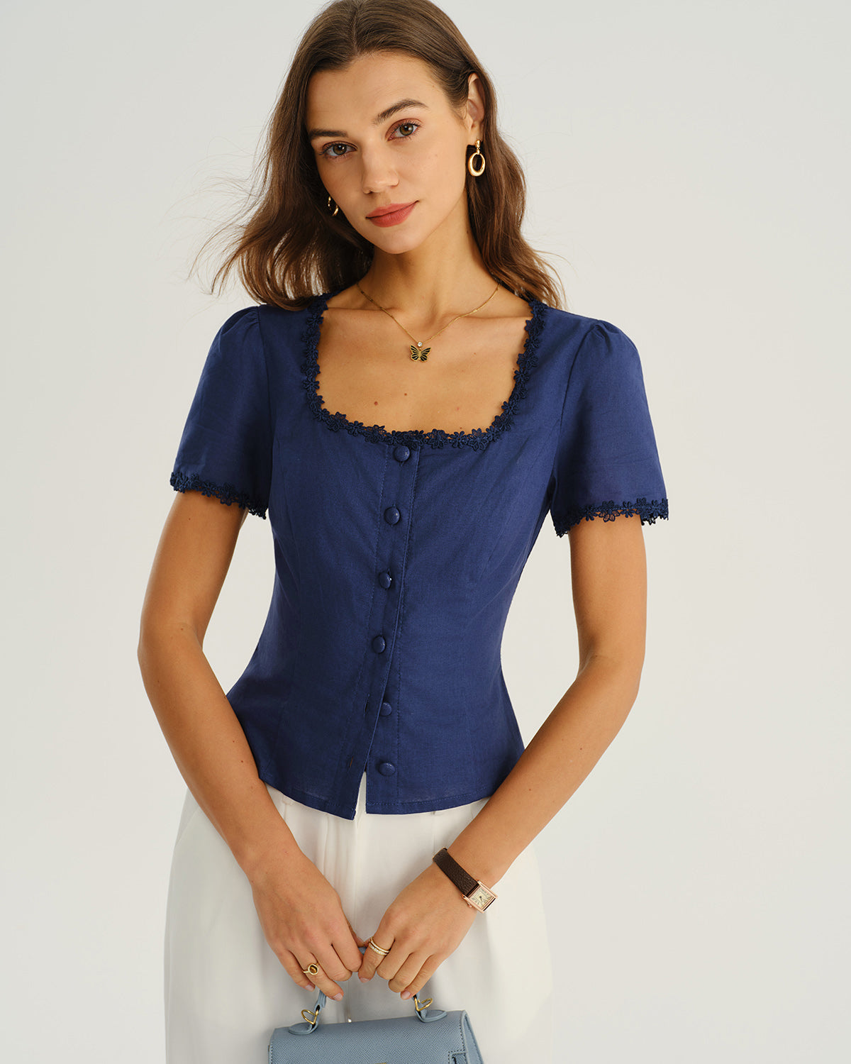 Ivy | Square Neck Button-Front Blouse