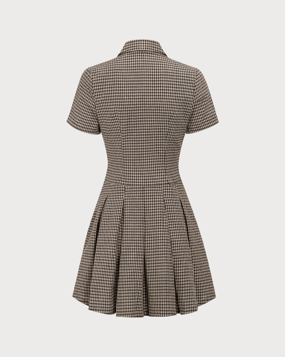 Phoebe | Brown Plaid Lapel Pleated Mini Dress