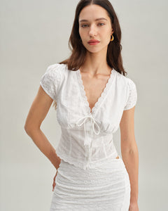 Edith | Cap Sleeve Textured Blouse