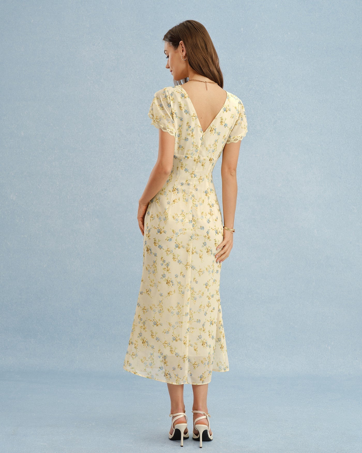 Tatum | V-Neck Lace Floral Maxi Dress