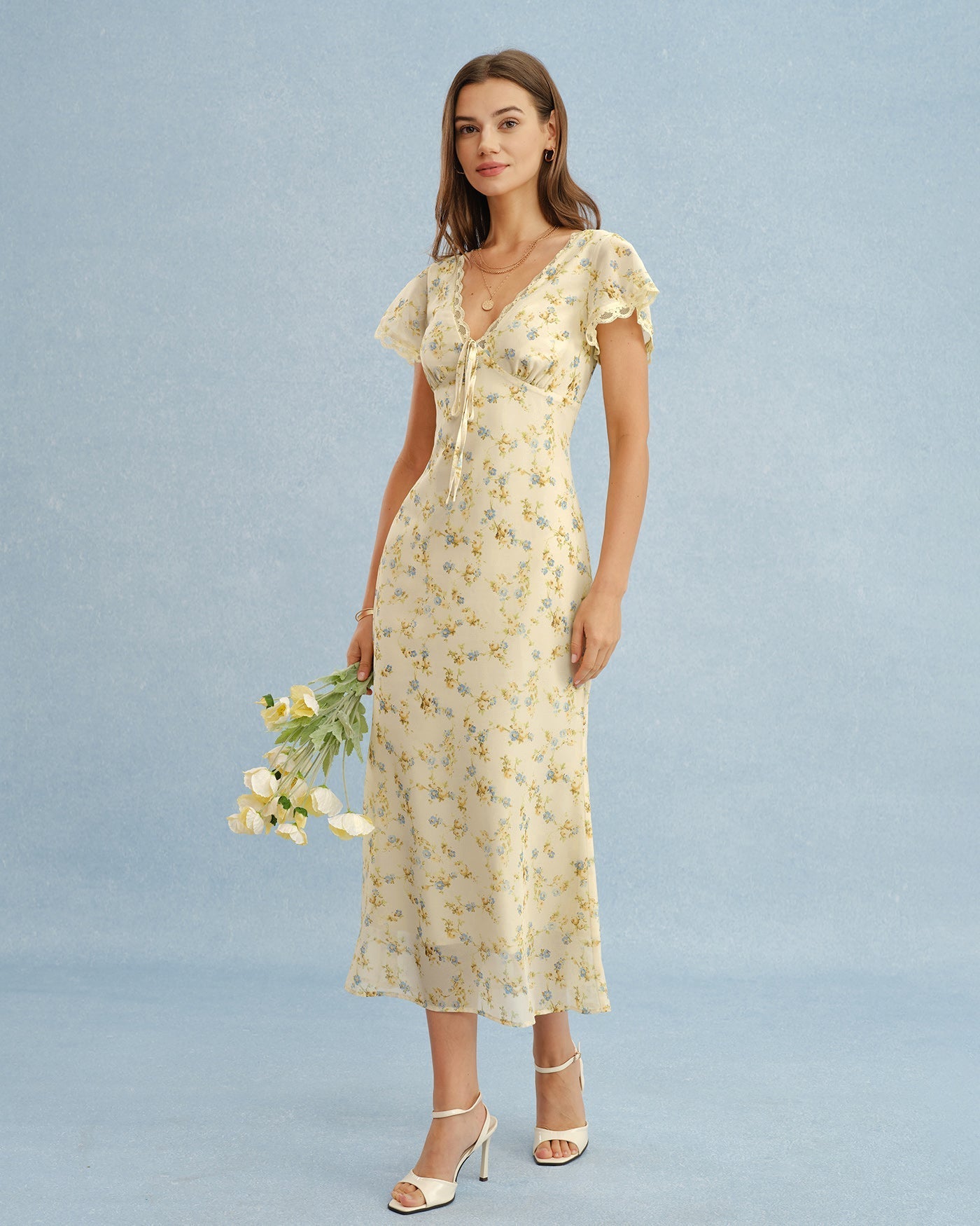 Tatum | V-Neck Lace Floral Maxi Dress
