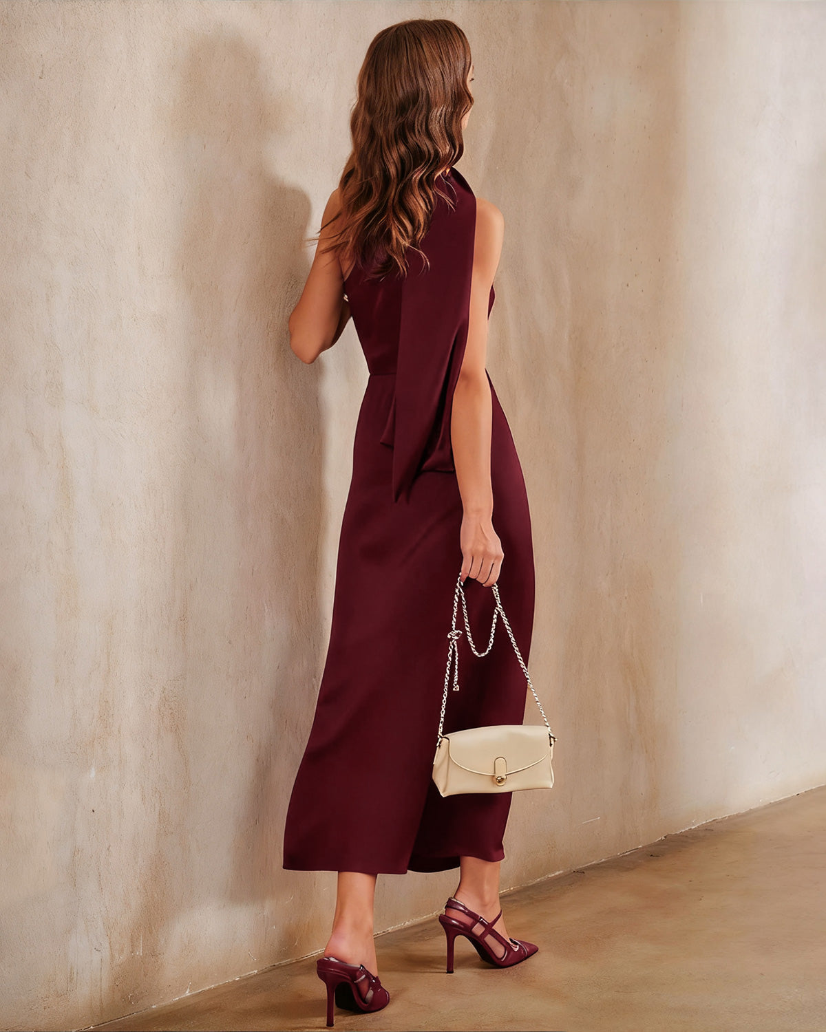 Esme | One-Shoulder Satin-Look Maxi Dress