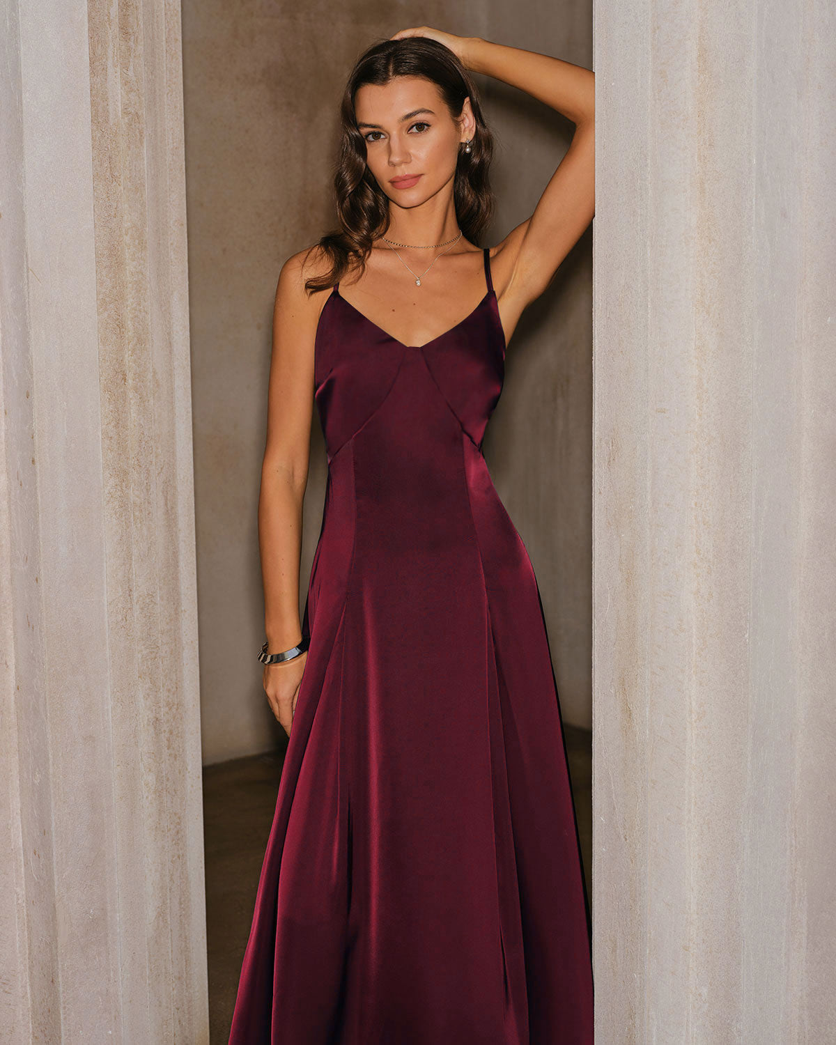 Dahlia | Spaghetti Strap Satin A-Line Maxi Dress
