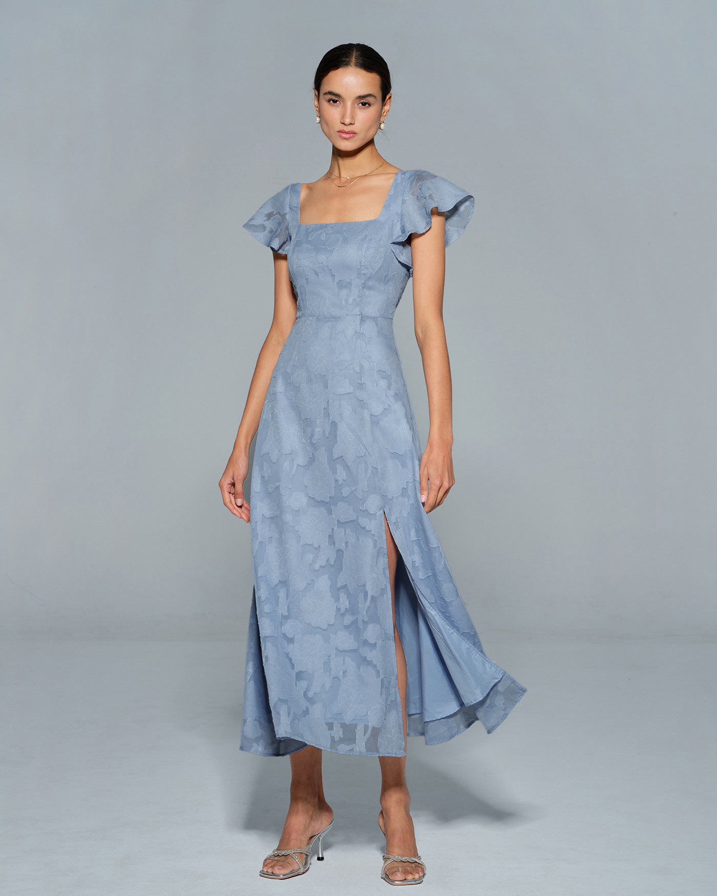Edith | Floral Square Neck Midi Dress