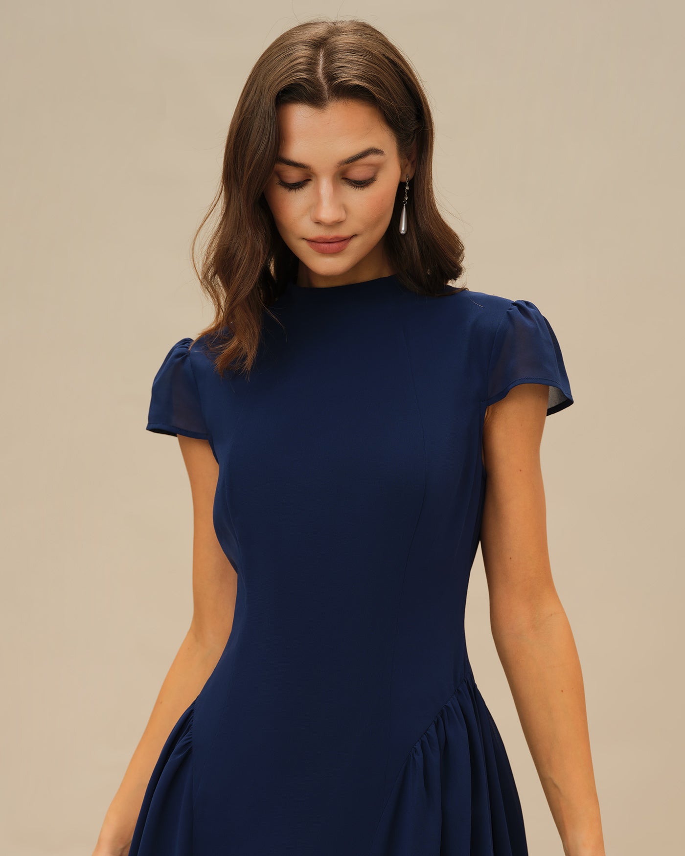 Anouk | Puffed Sleeve Blue Midi Dress