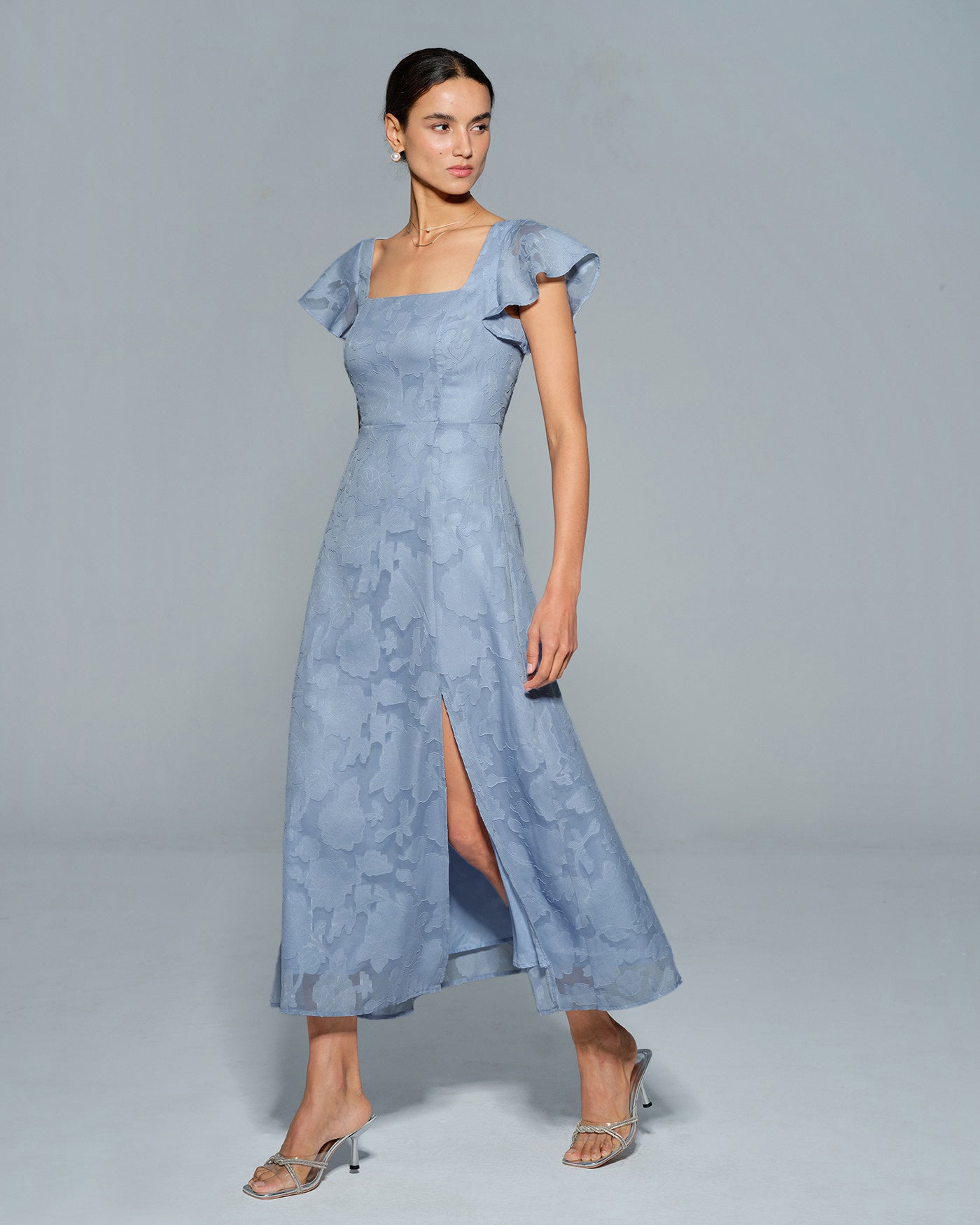 Edith | Floral Square Neck Midi Dress