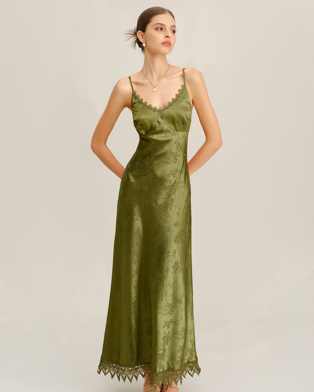 Nadine | Jacquard Corset Slip Maxi Dress