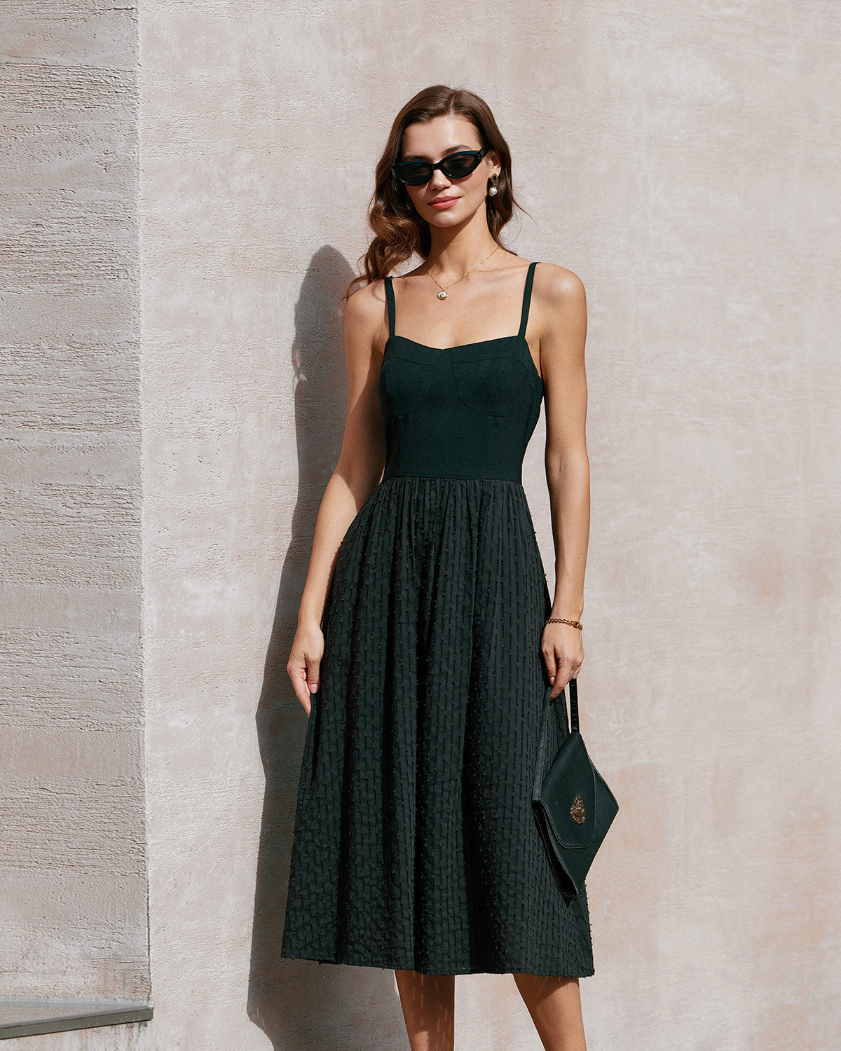 Cleo | Sweetheart Neck Spaghetti Strap Slip Midi Dress