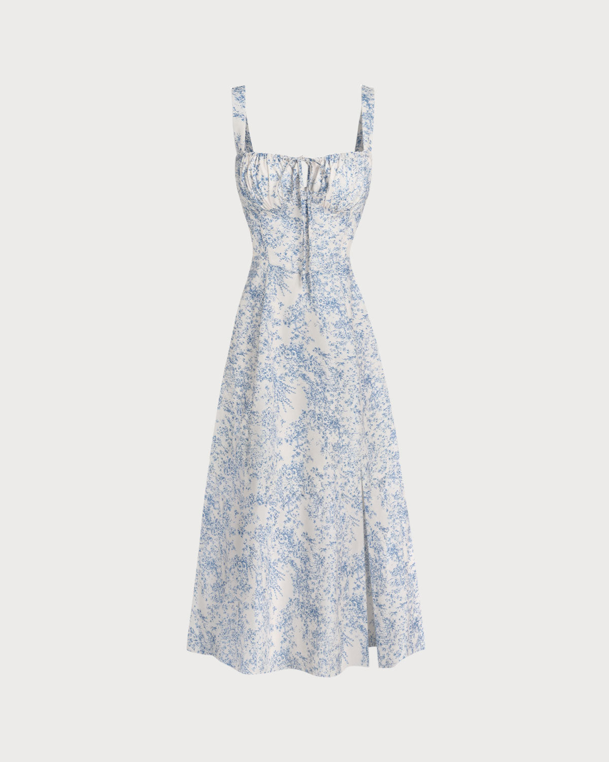 Amara | Floral Ruched Spaghetti Strap Midi Dress