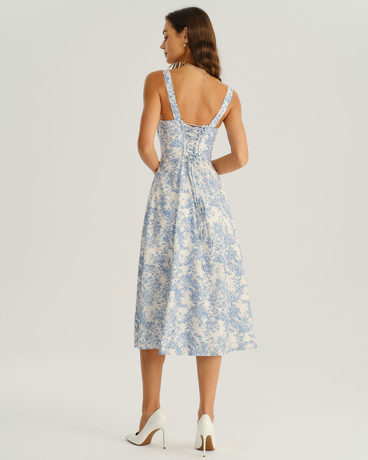 Amara | Floral Ruched Spaghetti Strap Midi Dress