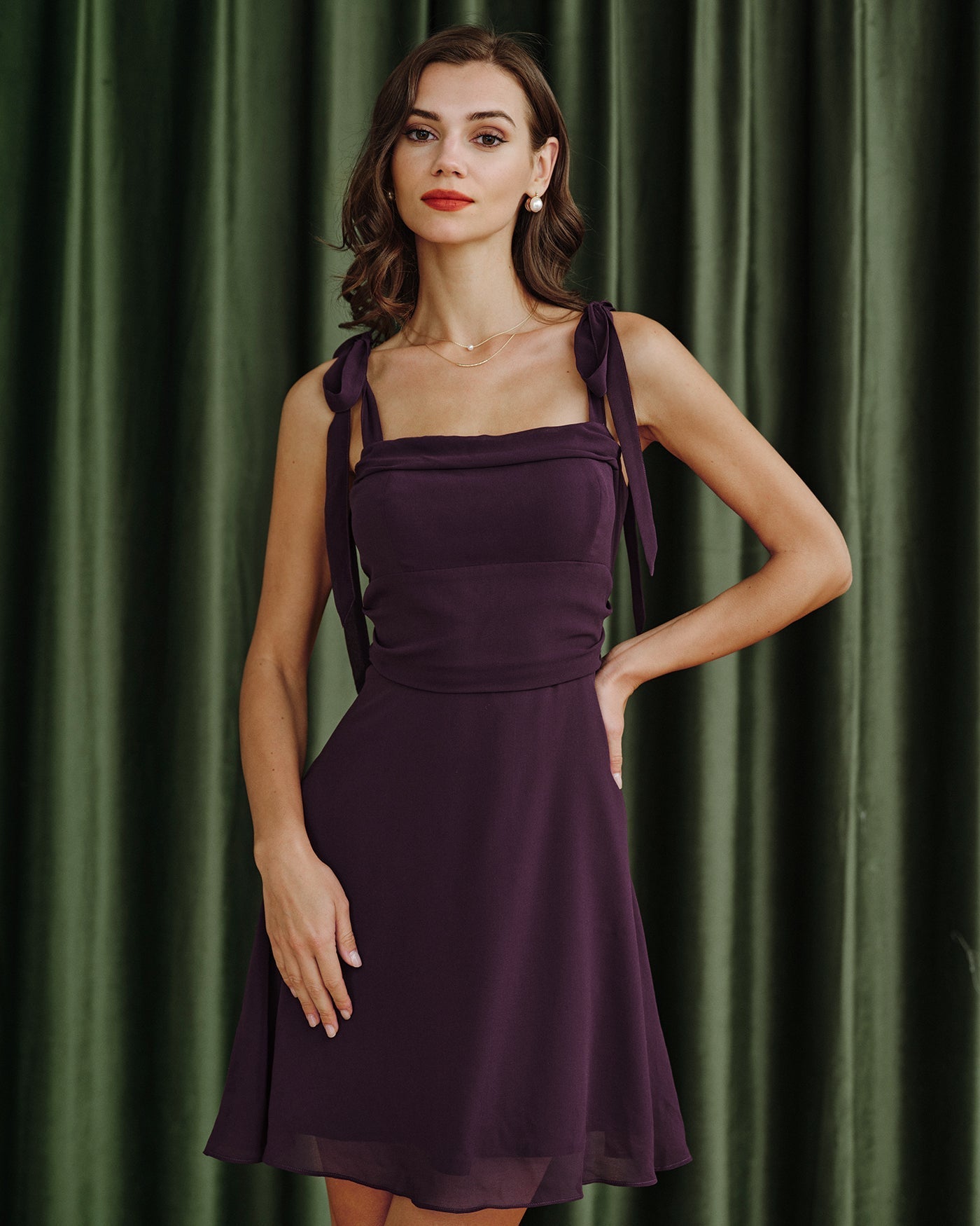 Cleo | Tie Strap Chiffon Mini Dress