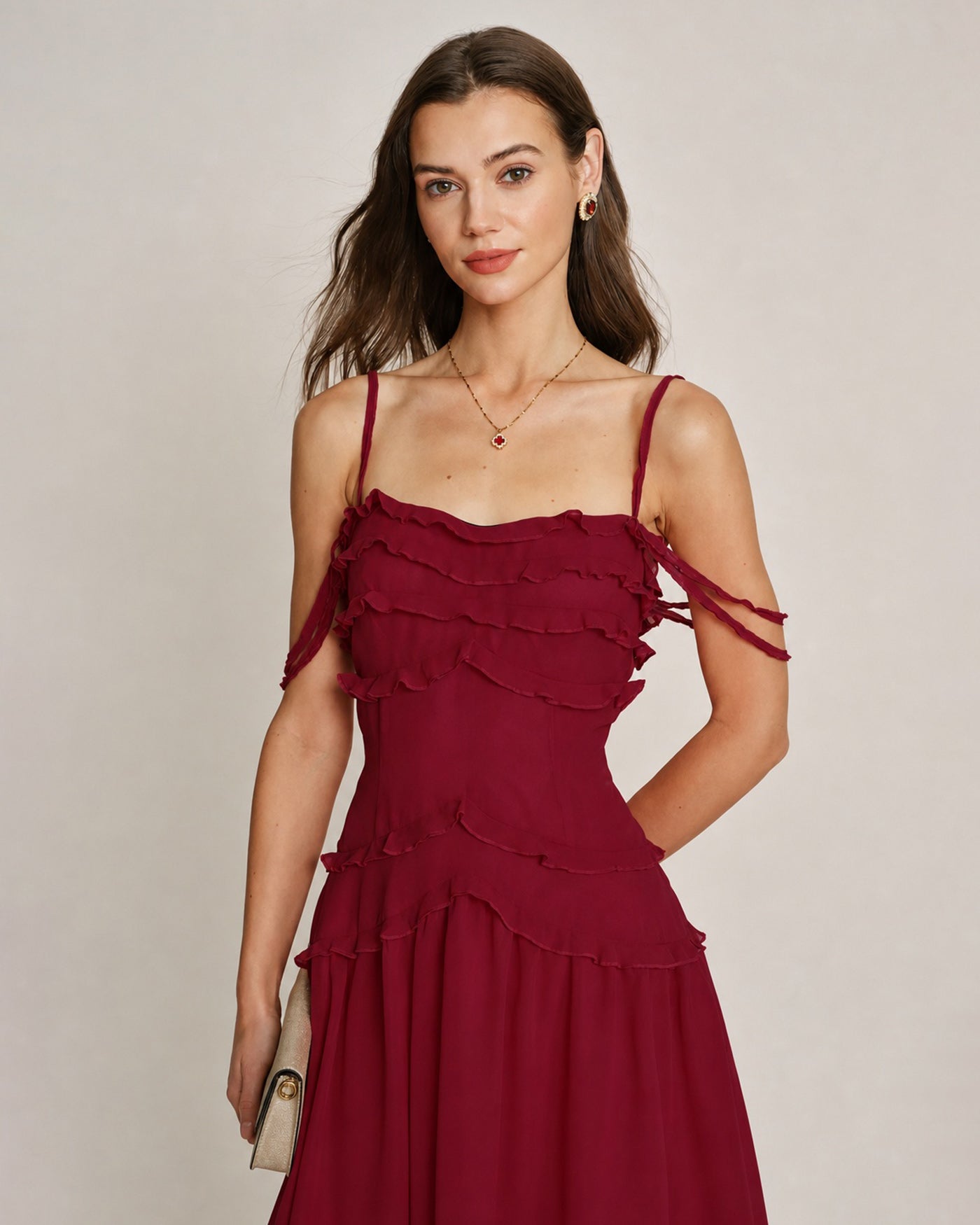 Una | Ruffle Strapless Chiffon Mini Dress