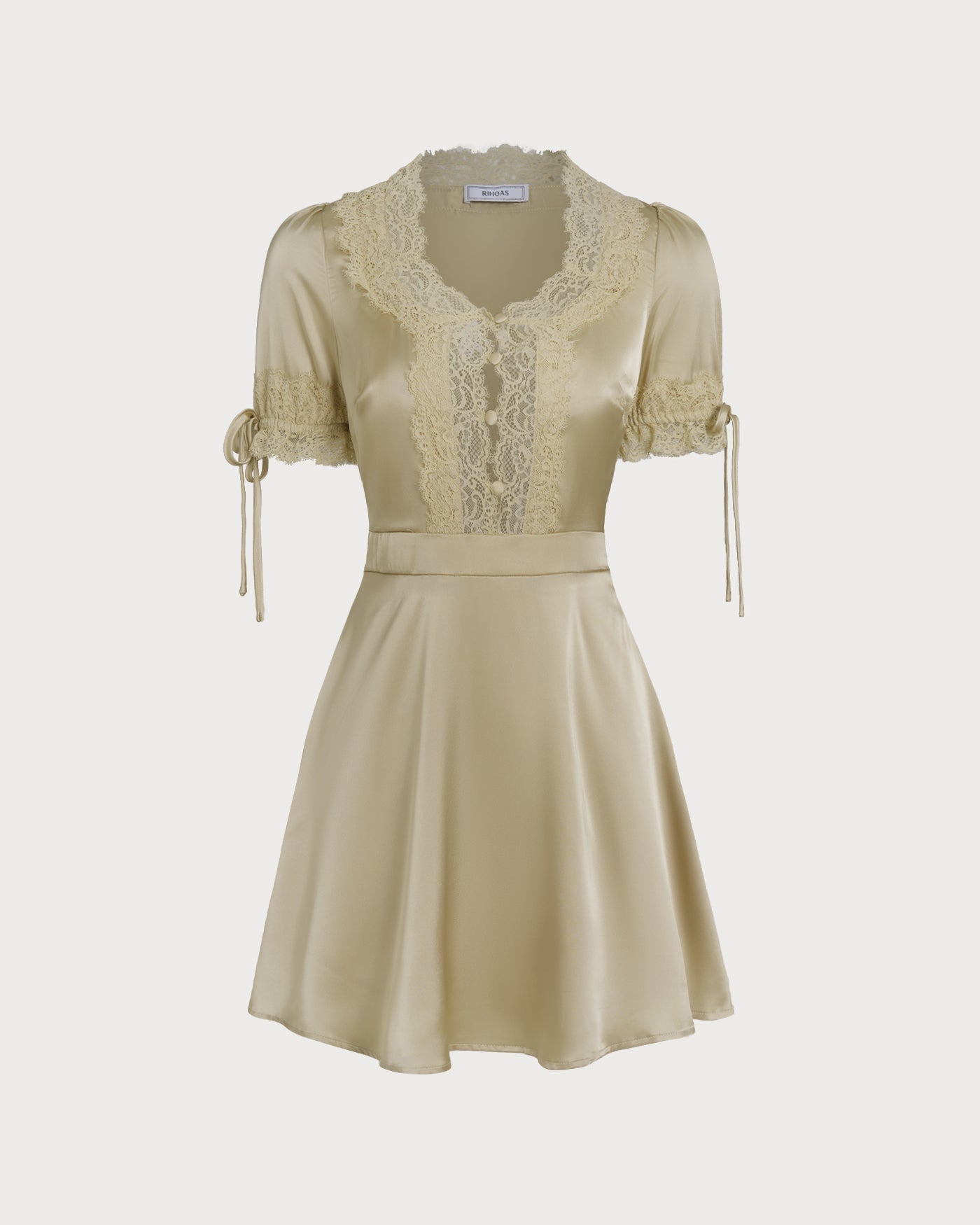 Serene | V-Neck Lace Satin Mini Dress
