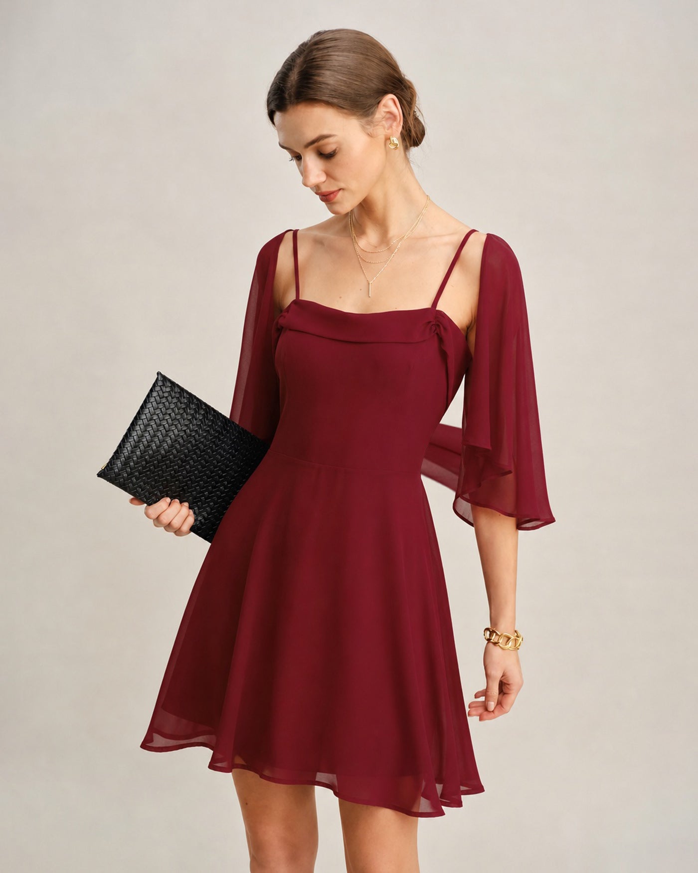 Valentina | Ruched Slip Chiffon Mini Dress