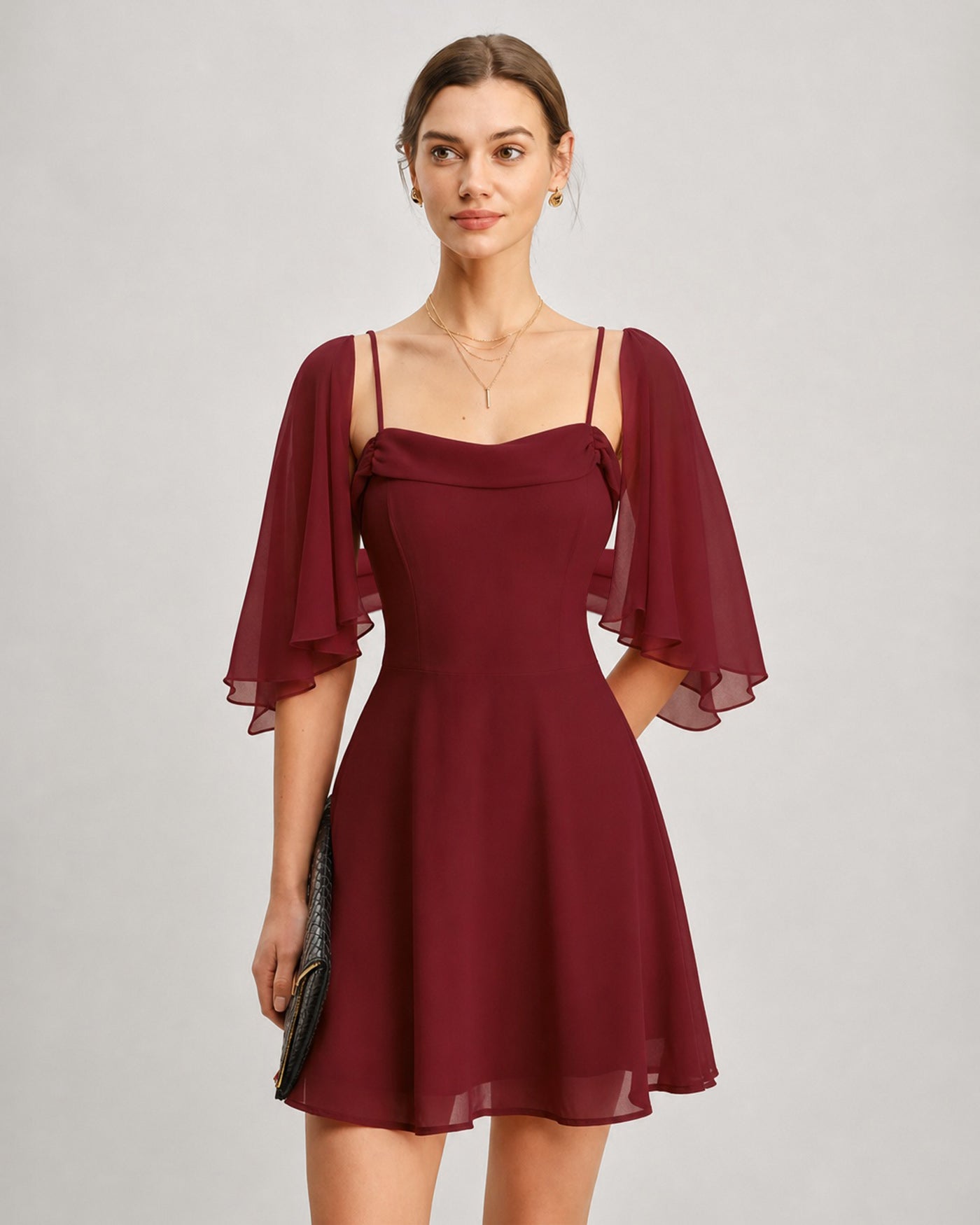 Valentina | Ruched Slip Chiffon Mini Dress