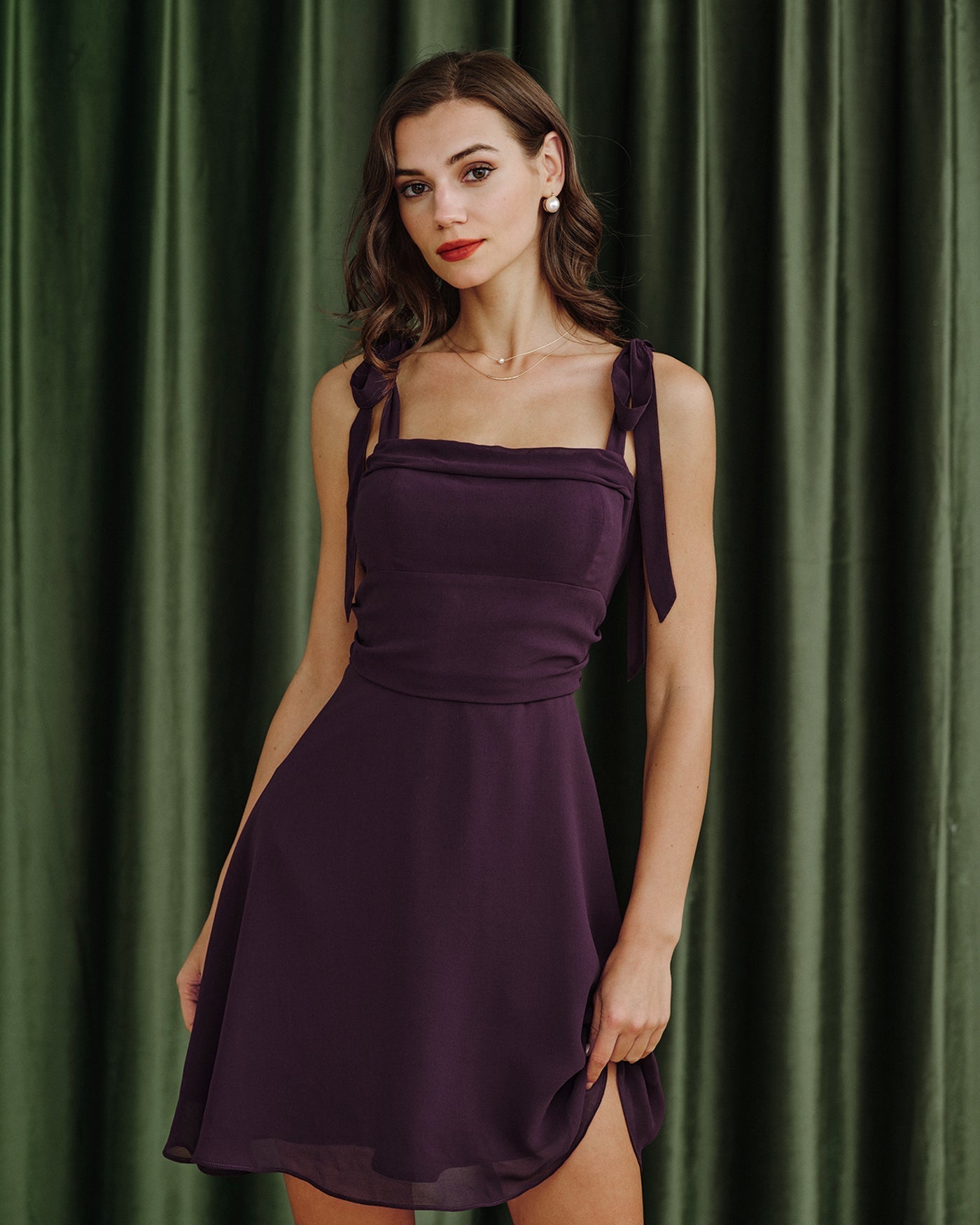 Cleo | Tie Strap Chiffon Mini Dress