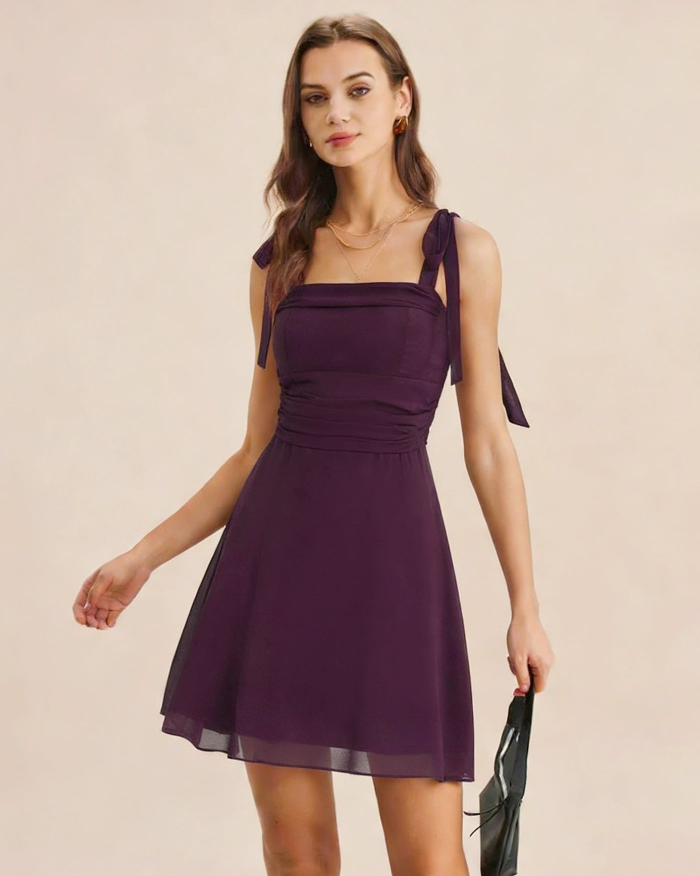 Cleo | Tie Strap Chiffon Mini Dress