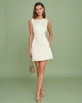 Paloma | Boat Neck Pearl Mini Dress