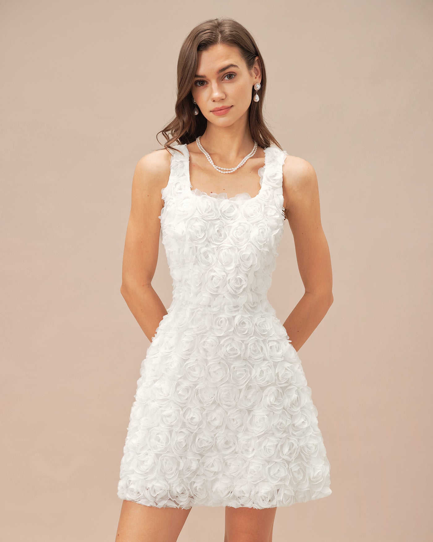 Helena | Floral Square Neck A-Line Mini Dress