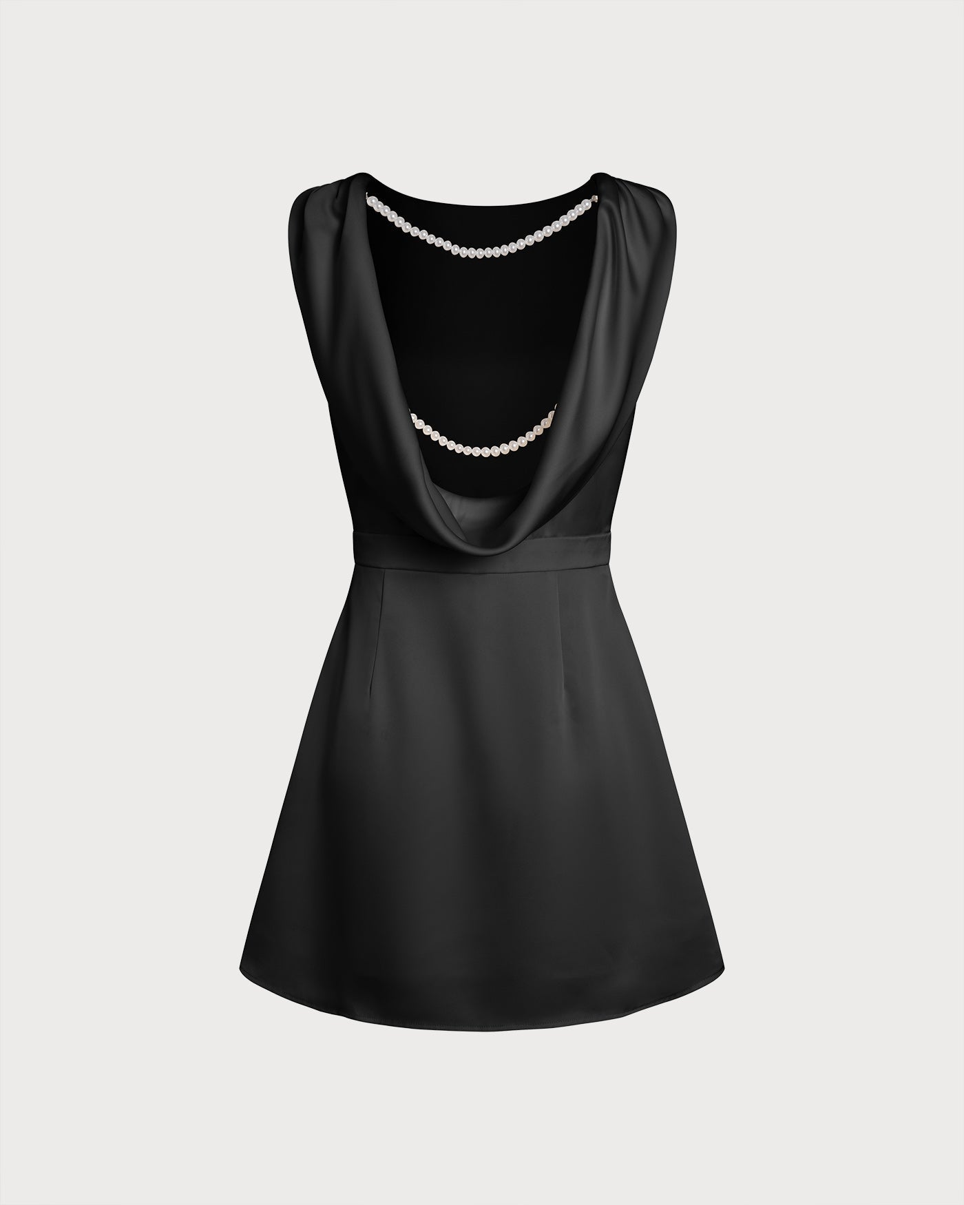Cleona | Boat Neck Pearl A-Line Mini Dress
