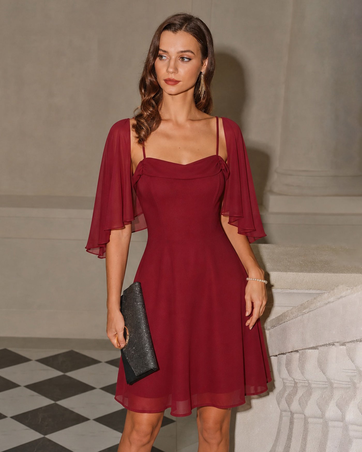 Valentina | Ruched Slip Chiffon Mini Dress