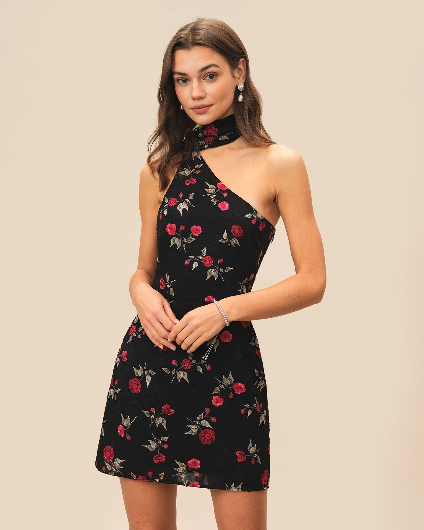 Blair | One-Shoulder Jacquard Mini Dress