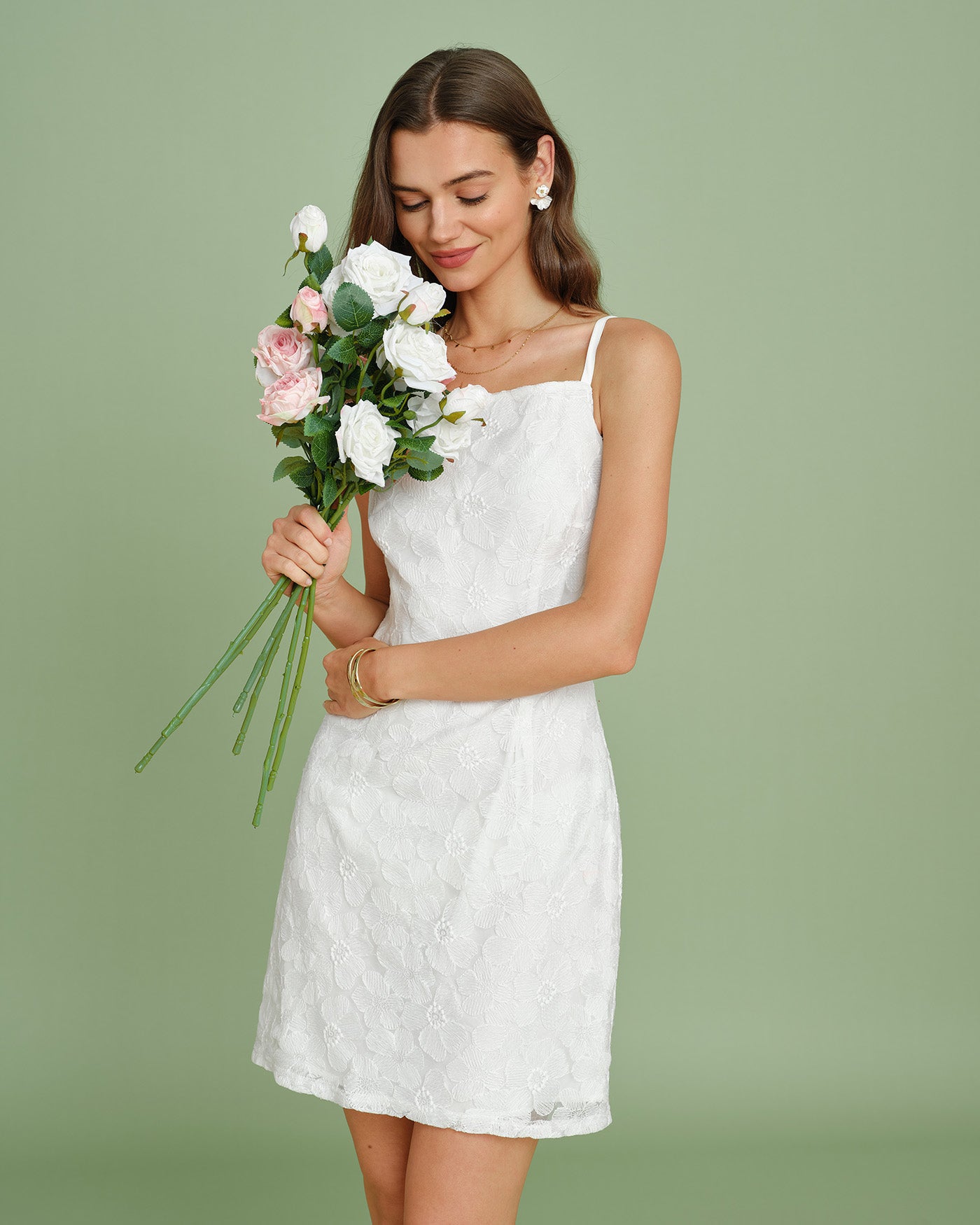 Sabine | Spaghetti Strap Textured Slip Mini Dress