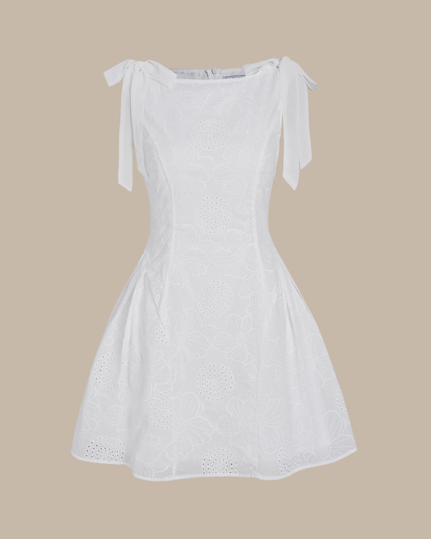Ottilie | White Floral Textured Mini Dress