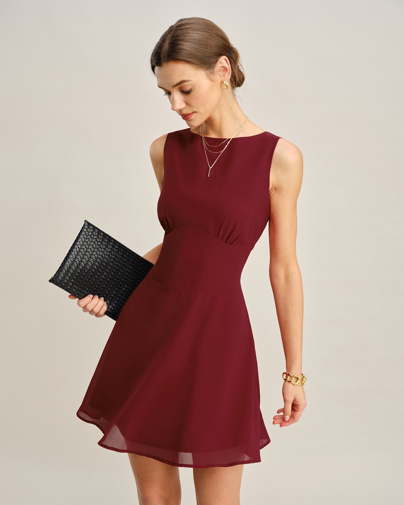 Zara | Boat Neck Pleated Mini Dress