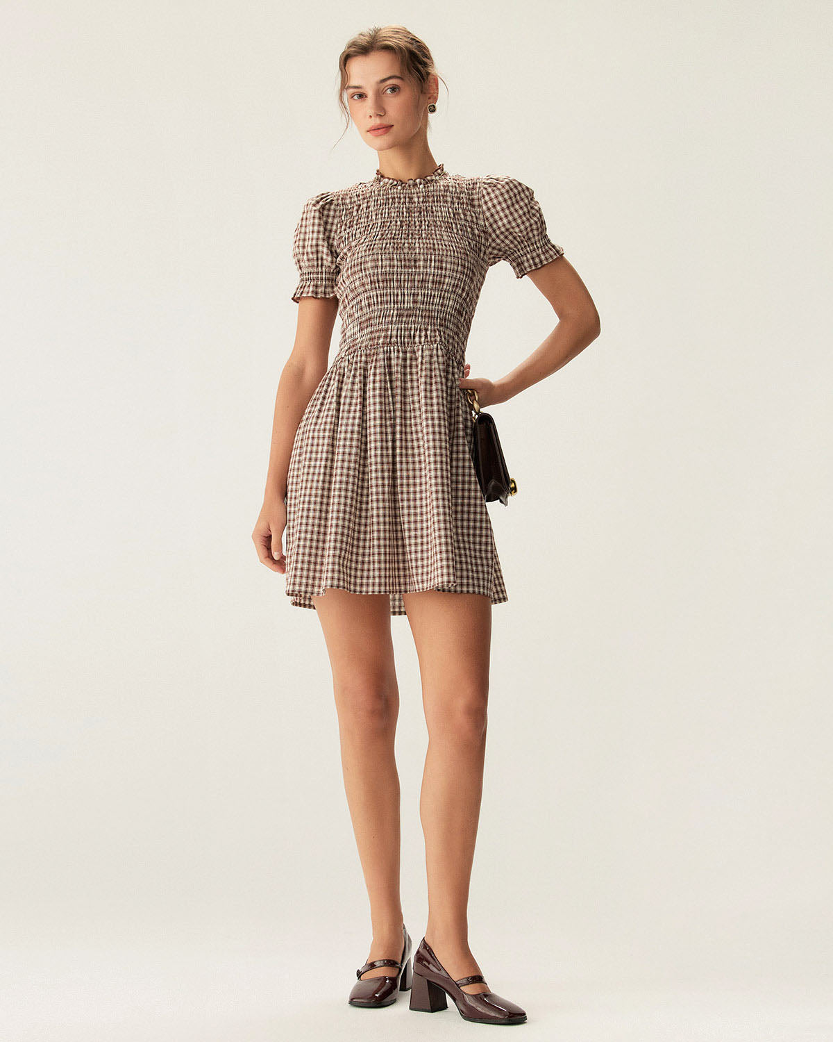 Cleo | Gingham Puffed Sleeve Mini Dress