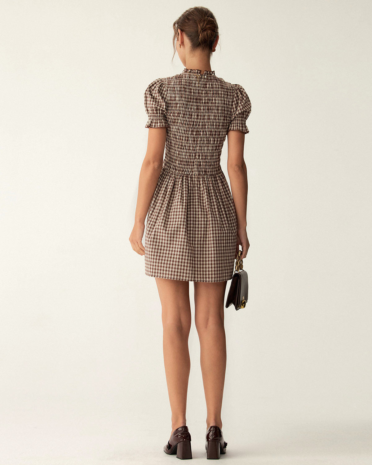 Cleo | Gingham Puffed Sleeve Mini Dress