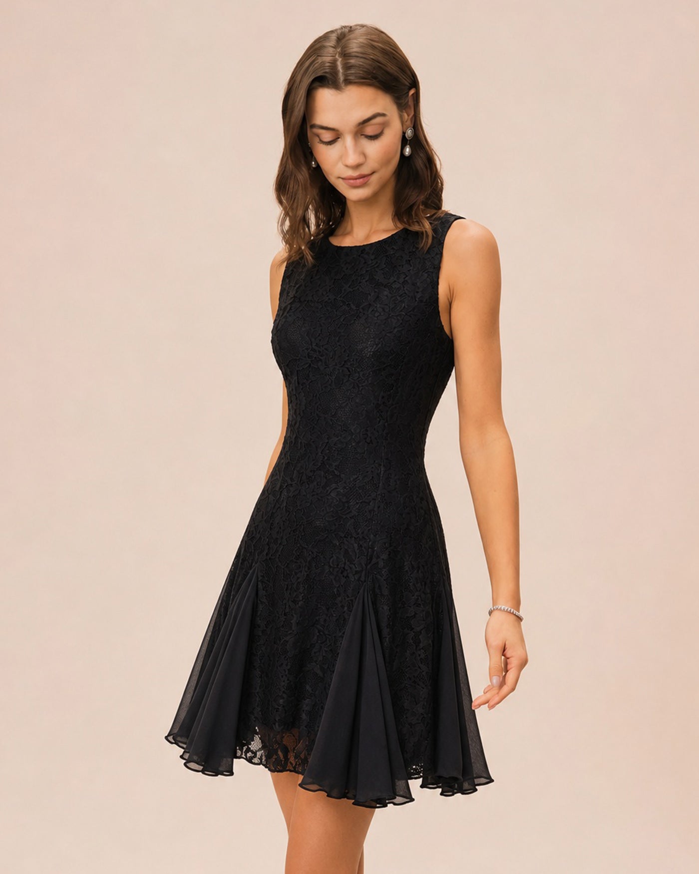 Maris | Boat Neck Backless Lace Mini Dress
