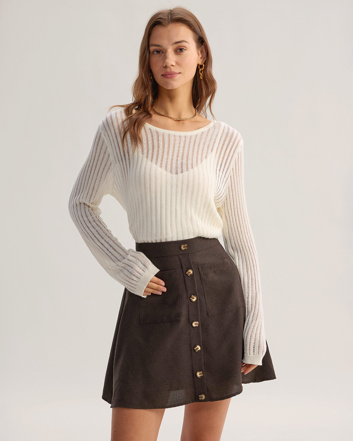 Willa | High Waisted Pocket Midi Skirt