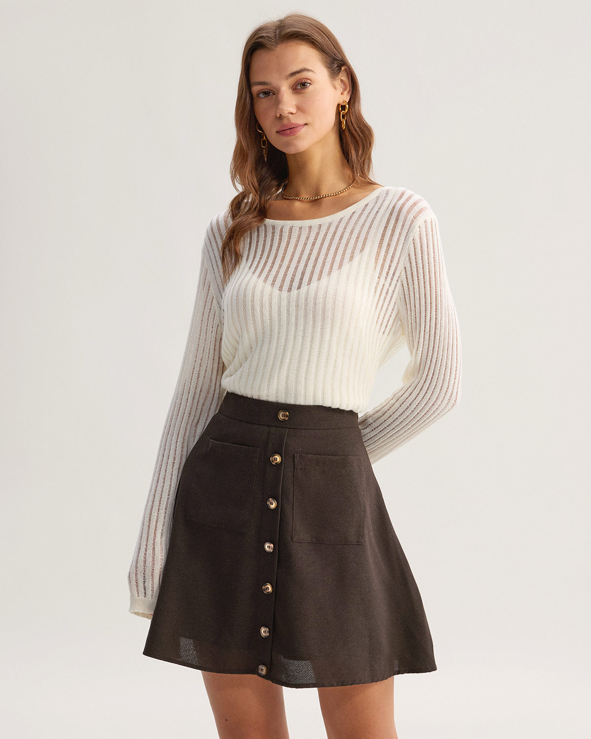 Willa | High Waisted Pocket Midi Skirt