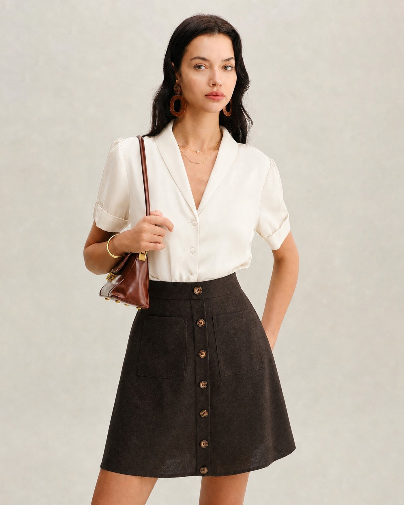 Willa | High Waisted Pocket Midi Skirt