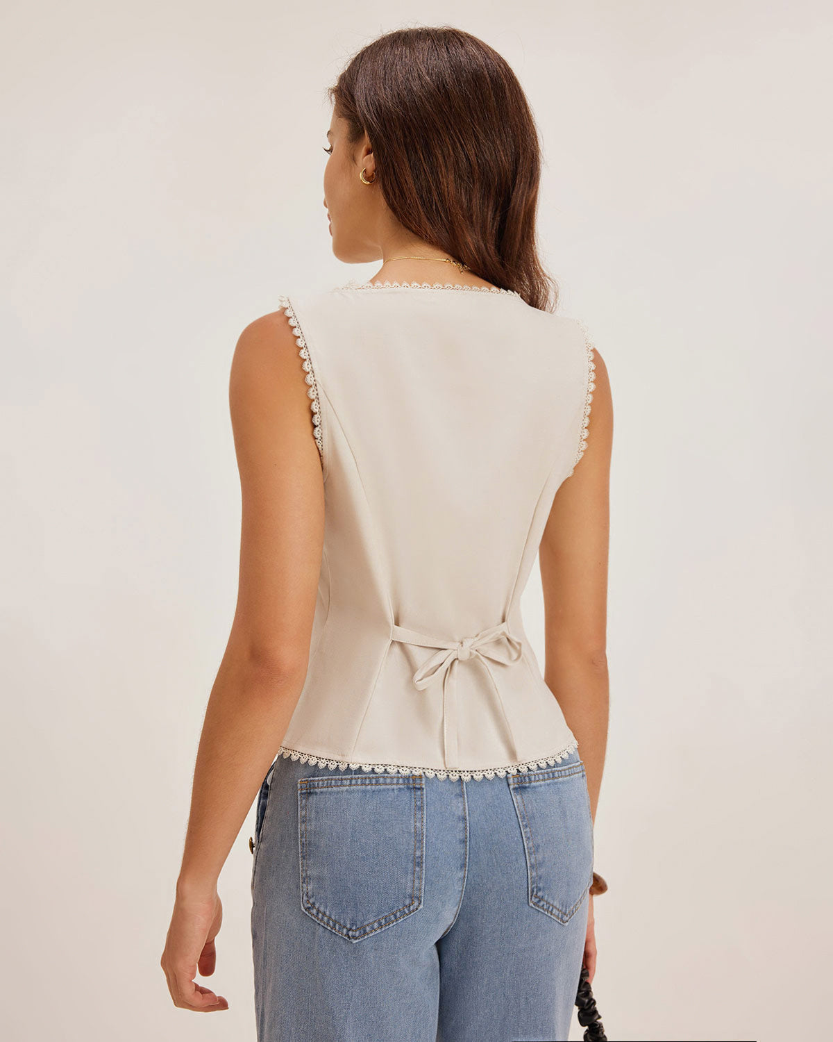 Priya | Sleeveless Boat Neck Button Vest
