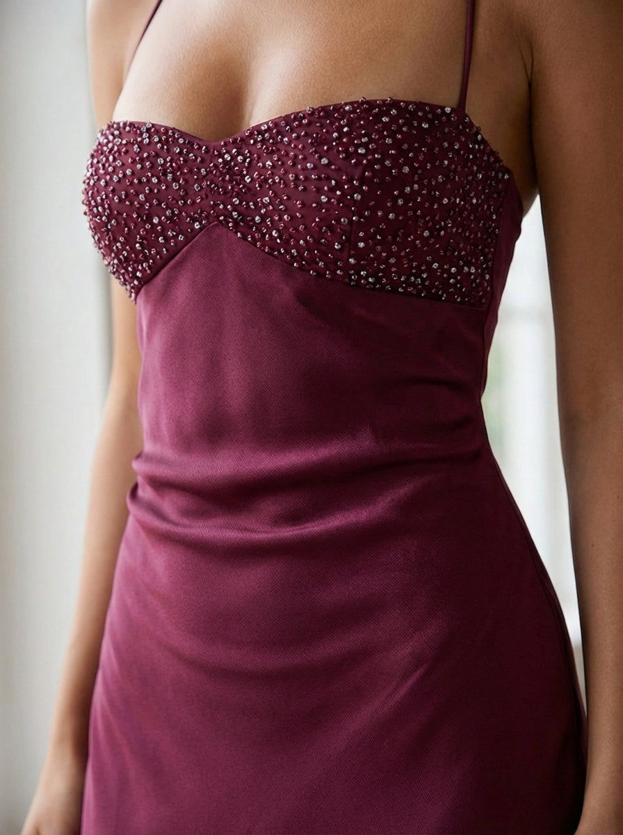 Delaney | Satin Halter Maxi Dress